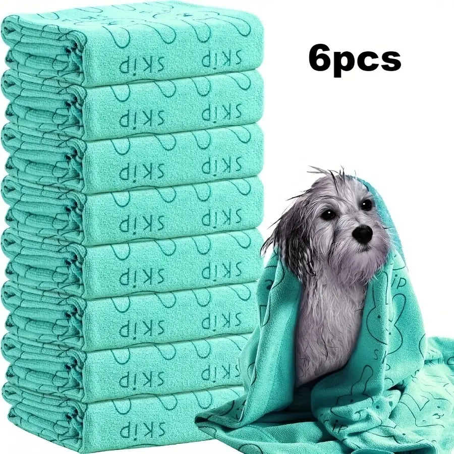 6-Piece Quick Drying Puppy Microfibre Towel Grooming Supplies - Perfect for bathing and haircuts with strong polyester for small, -medium and large dogs