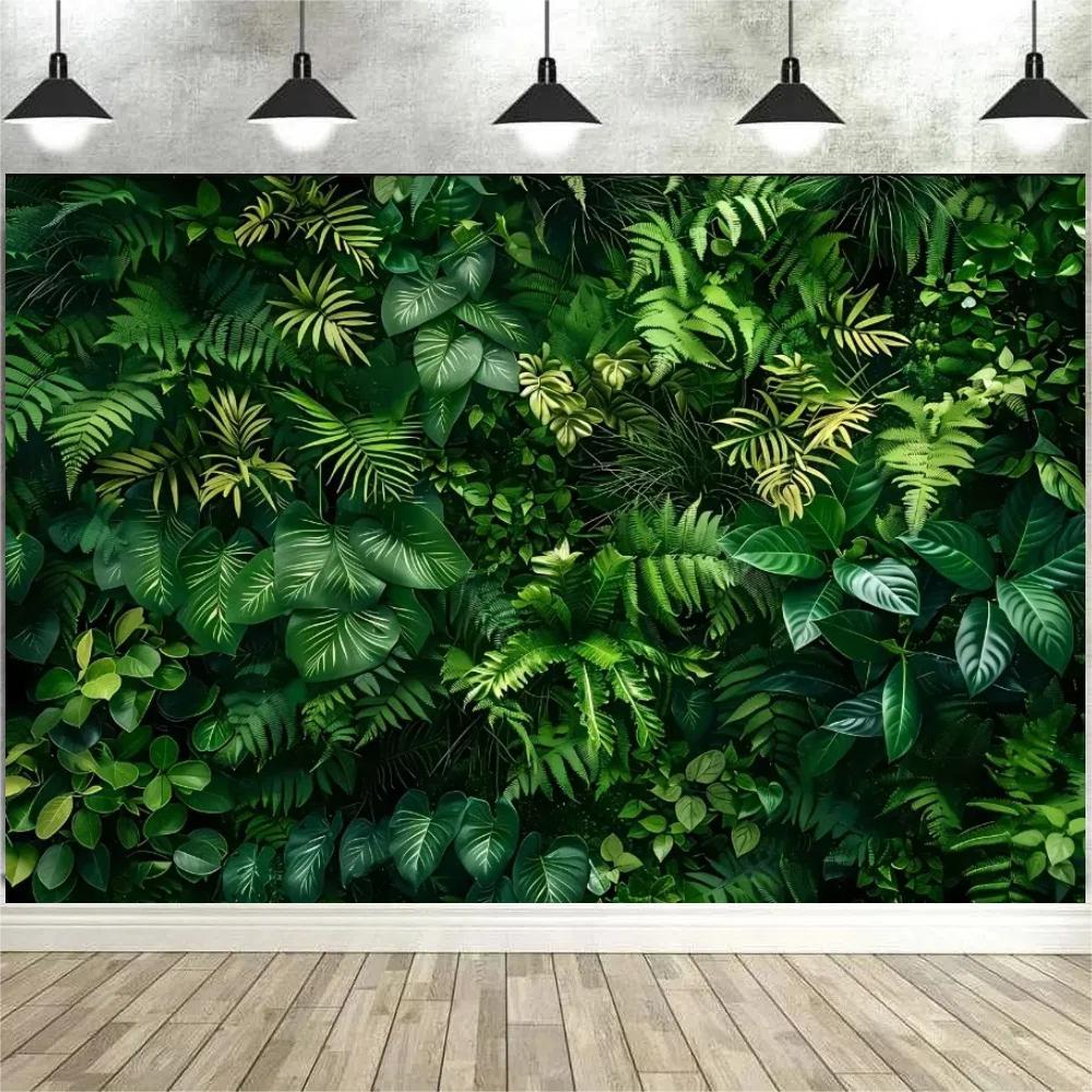 Artificial Plant Leaf Backdrop, Artificial Faux Greenery, 1 Count Lifelike Foliage Backdrop, Wall Painting Background, Studio Banner, Durable Polyester Backdrop