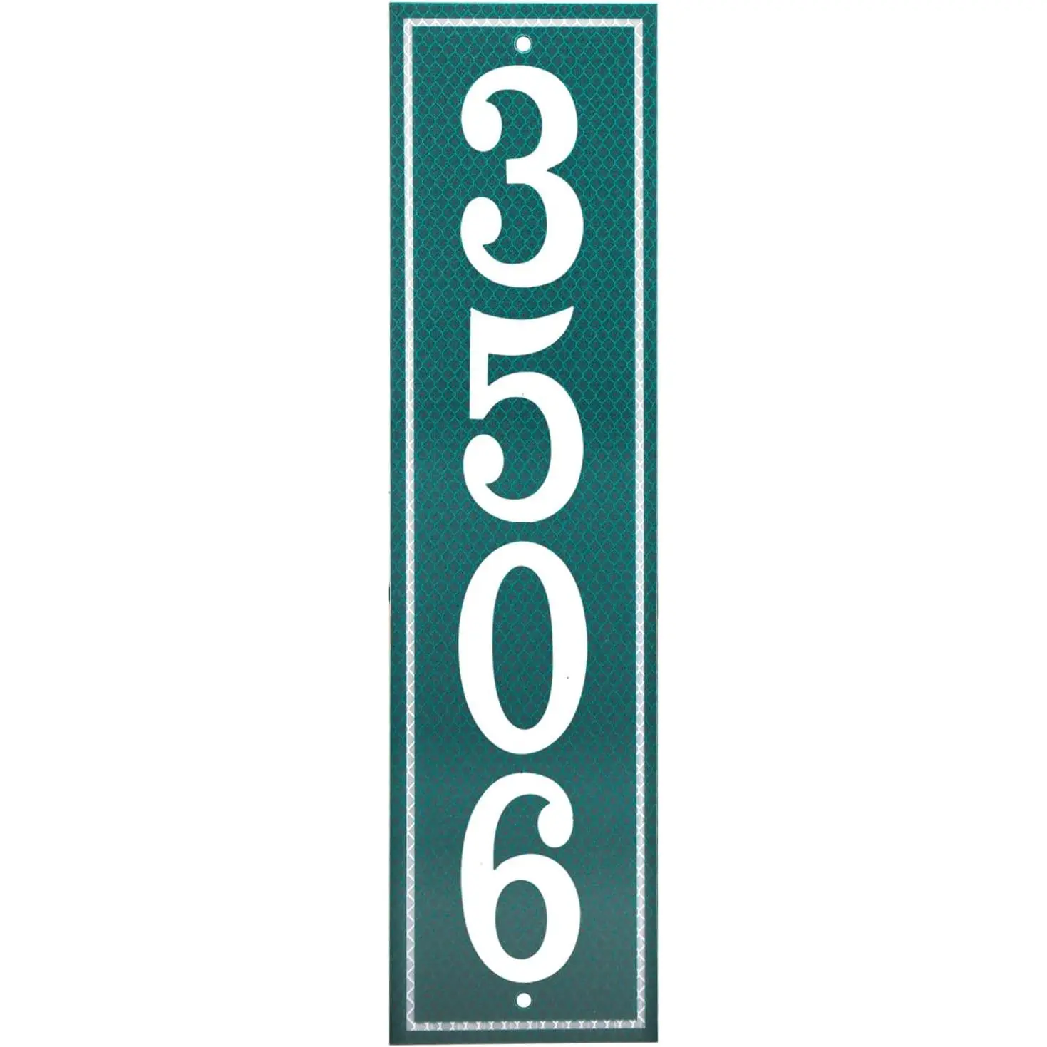 Reflective Aluminum Vertical Address Plaque - 15.5" x 4" Green House Number Sign for Outside Mailbox, House, Driveway, Yard Post with Two Screws