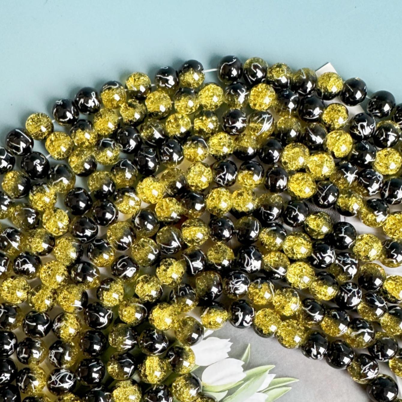 10mm Glitter Glass Beads (50pcs/100pcs), DIY Jewelry Making Accessories for Necklace & Bracelet & Earrings, Jewelry Beads for Women & Teenager, Handmade Crafts