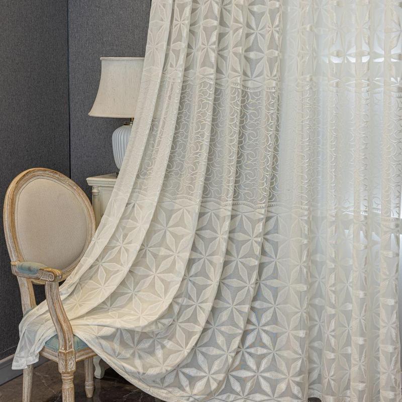Hollow-Out Design Finished Curtain, Modern Simple Luxury Light-Transmitting Window Curtain for Balcony, Bedroom, Living Room and Office #TOP PICKS