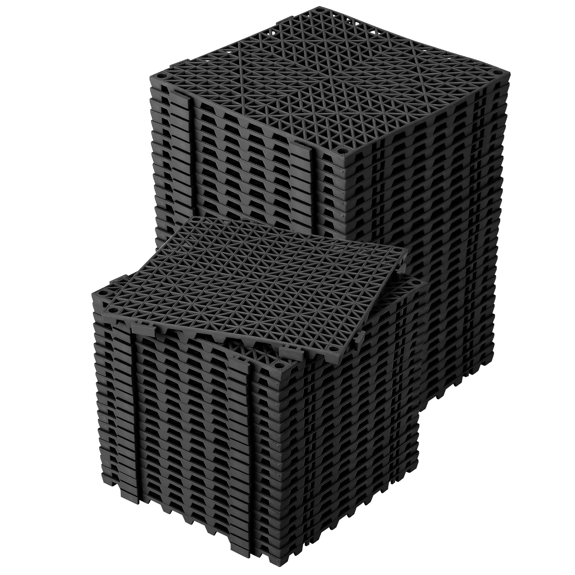 50 Pack Interlocking Drainage Tiles, 12"x12" Non-Slip Modular PVC Floor Mats for Wet Areas, Upgraded 0.6" Thick Quick Dry Splicing Cushion Mat for Bathroom, Shower, Pool Deck, Kitchen, Patio & Garage, Easy to Cut Indoor Outdoor Flooring, Anti-Skid