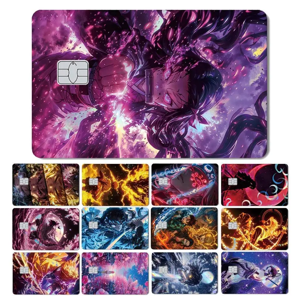 Magic Shark Anime Demon Slayers Nezuko Tanjiro Holographic Laser Skin Cover Sticker Film for Debit Credit Card