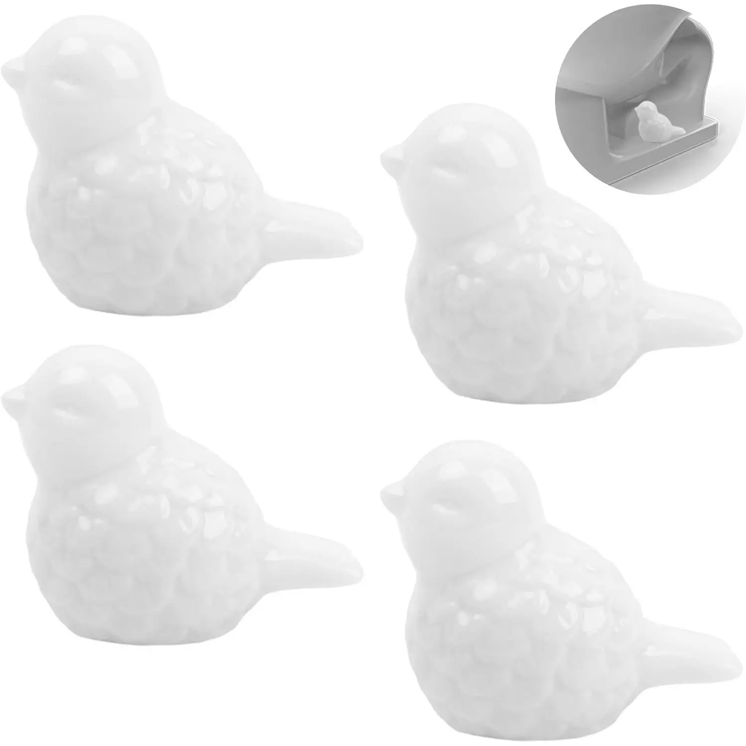 4 Pack Decorative Toilet Bolt Covers, Porcelain Ceramic Bird Toilet Knob Caps, No Tools Required Easy Installation