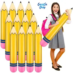 12-Piece Multicolor PVC Giant Inflatable Pencil Balloon Set, Decorative Hanging Props for Back to School Classroom Decor, First Day School Party Supplies, Fun Education-Themed Celebration Decorations for Kids & School Events