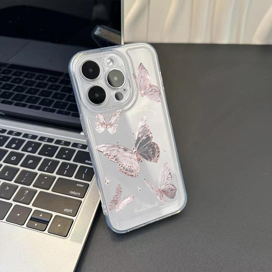 Butterfly Phone Case For Iphone 11 12 13 14 15 16 17 Pro Max Plus 17Air Transparent Simple Perfection Soft Cute Case Cover