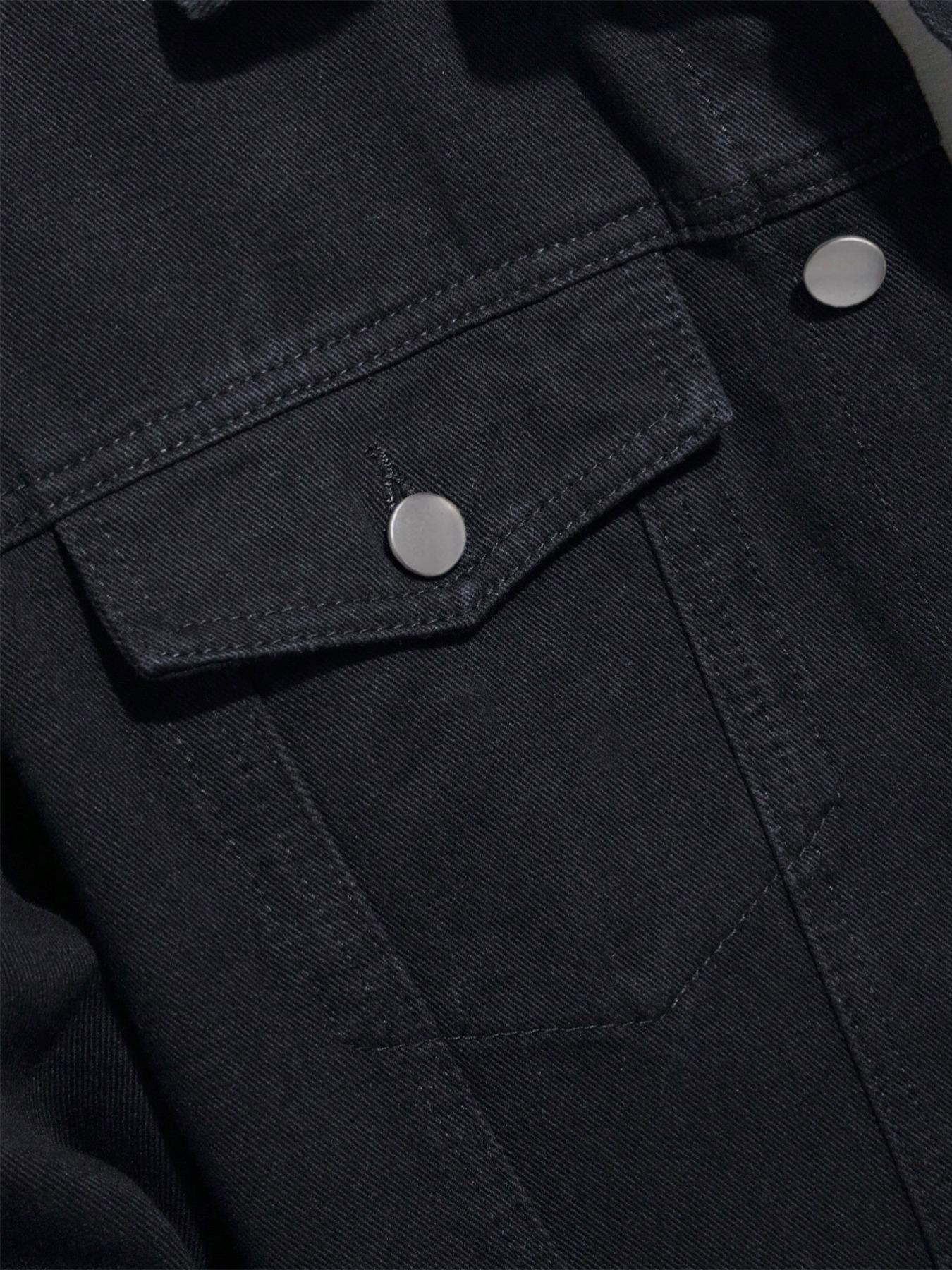 Men's Solid Color Denim Jacket, Loose Casual Fashion Comfy Long Sleeve Button Front Outerwear for Daily Wear, Men's Clothing for All Seasons, Menswear Coats