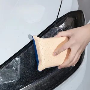 Dual Sides Car Wax Applicator Sponge Pad, Soft Microfiber Suede Polishing Sponge, Reusable Scratch Free Auto Detailing Sponge for Waxing, Polishing, Conditioner Application on Vehicle Paint Headlight Leather