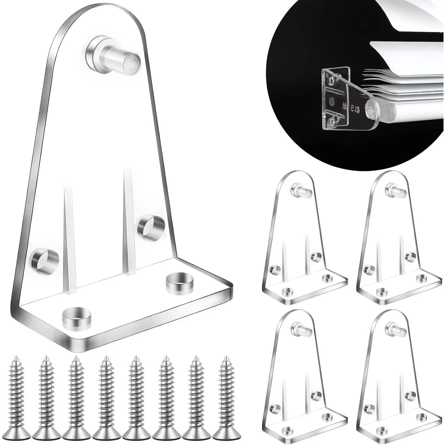 2 Inch 4 count Blinds Hold Down Brackets, Clear Plastic Door Blinds Bottom Bracket, Blind Bottom Rail Hold Clips for Horizontal Blinds Shades Windows Doors