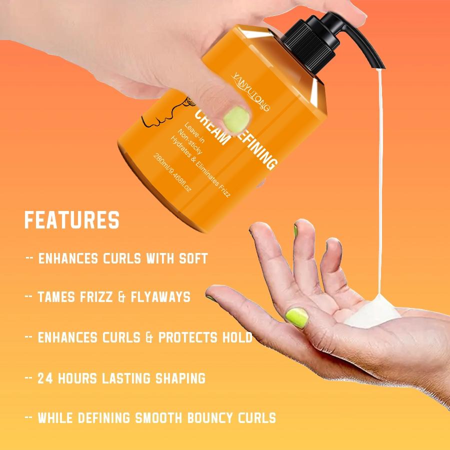 2 bottles of curly hair styling cream, curly hair products, Haircare, specially formulated for wavy and curly hair, enhances luster and fluffiness, contains castor oil and shea butter, moisturizes, soothes frizz