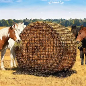 Garvee Large Round Bale Hay Net,5 x 5FT  Round Bale Feeder Slower Feed Hay Net with 2" Holes, Round Bale Net for Horses & Goats