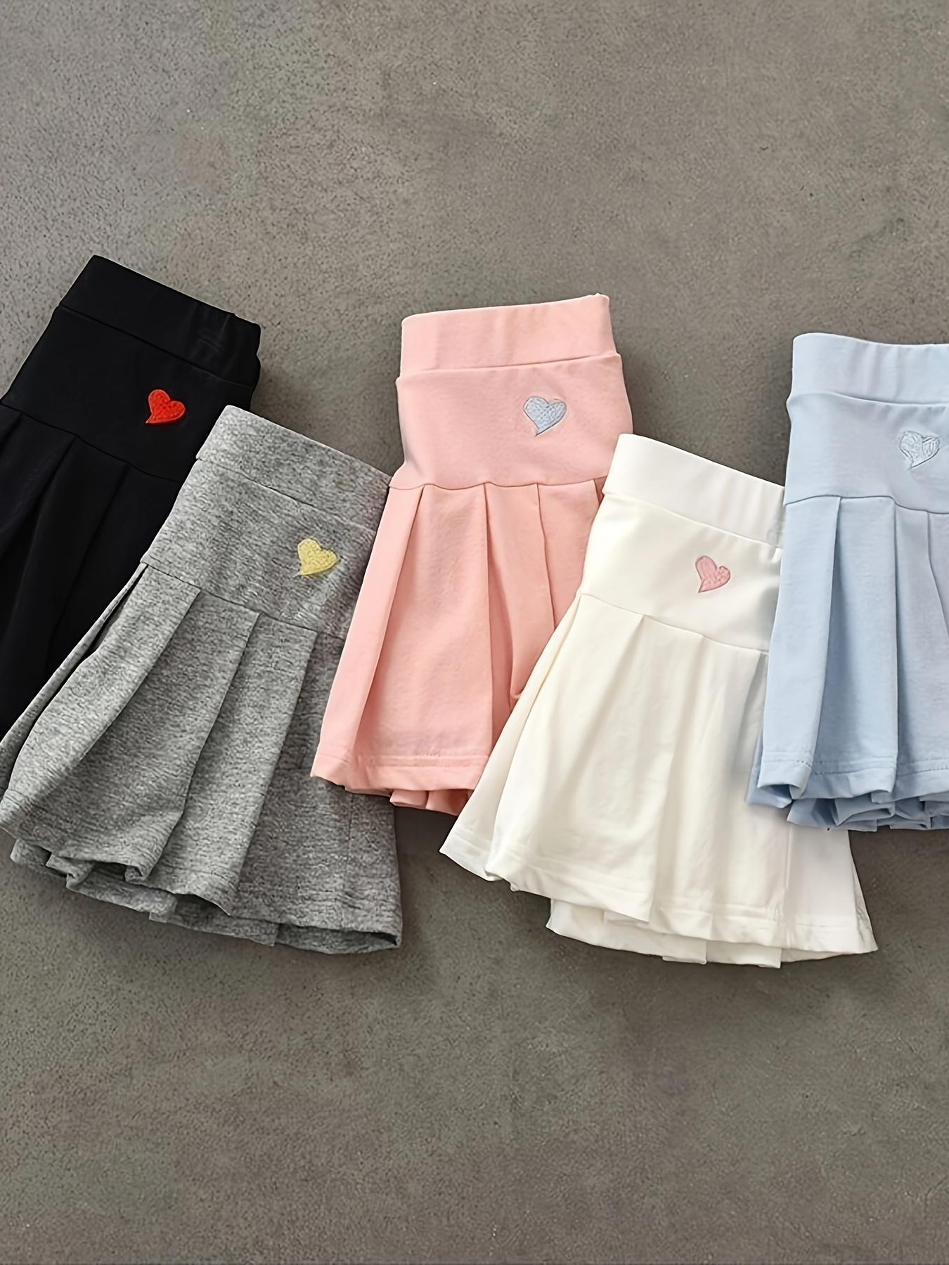 (New)[Girls' Skort Set] PEPPY GIRL STUFF - 2026 Spring/Summer Girls' Pleated Skort 2pcs Set, High-Stretch Comfortable Soft Skort with Built-in Anti-See-Through Safety Shorts, Student Weekend Outing Casual Sports Skirt (gift)