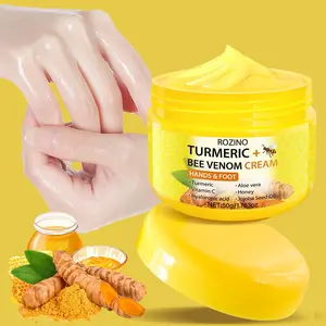 50g Turmeric Bee Venom Hand Foot Repair Cream, Non-Wash Formula, Jojoba Oil, Honey, Softens Rough Skin, Daily Use, Gentle Massage