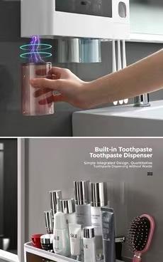 Toothbrush holder, toothbrushing cup, gargle cup, wall - mounted, no - drilling required for the bathroom, semi - transparent toothbrush set storage box set