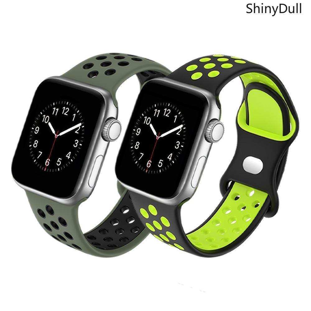 2-Pack Soft Silicone Sports Strap for Apple Watch – Durable, Breathable, Fits 38–49mm, Series 1–11, SE, Ultra / Ultra 2, Unisex