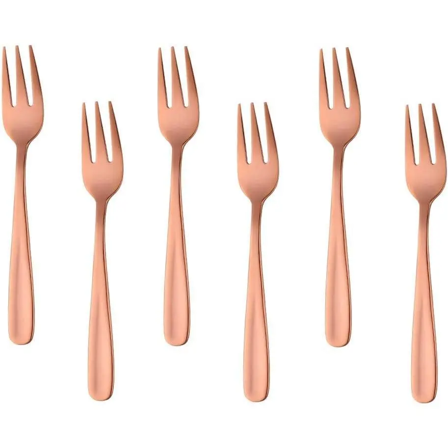 Buyer Star 5.5 Inch 18/10 Stainless Steel 3-Tine Appetizer Dessert Forks, Set of 6 Mini Cocktail Salad Fruit Forks