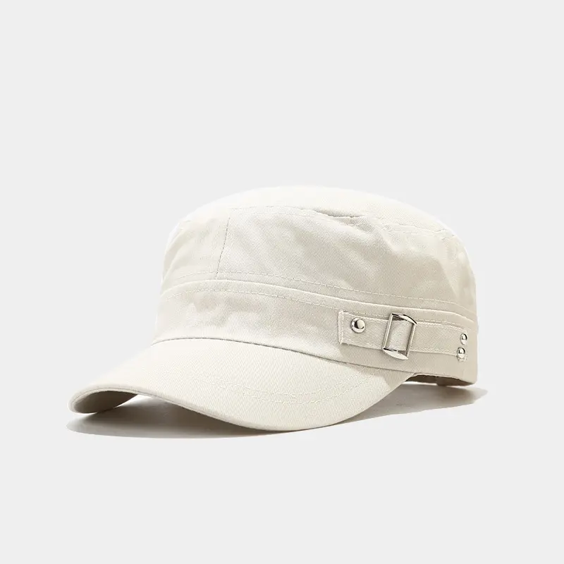 Retro Cadet Hat - Unisex Flat Bill Newsboy Cap, 1 Size Big Head Friendly, Adjustable Buckle for Oversized Utility Streetwear Fits, Bad Hair Day Solution
