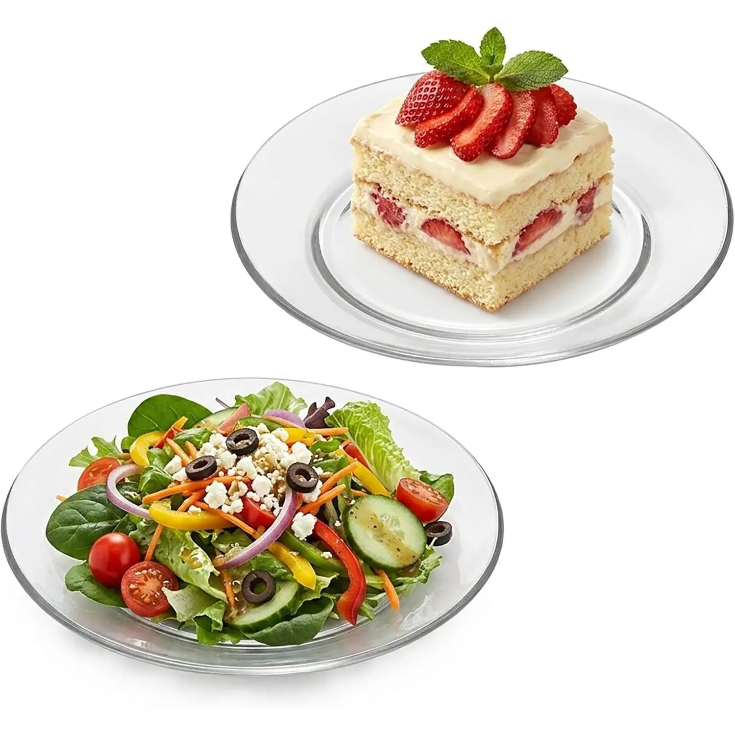 6 Pack 7.5 Inch Clear Glass Plates for Salad and Dessert, Lead-Free