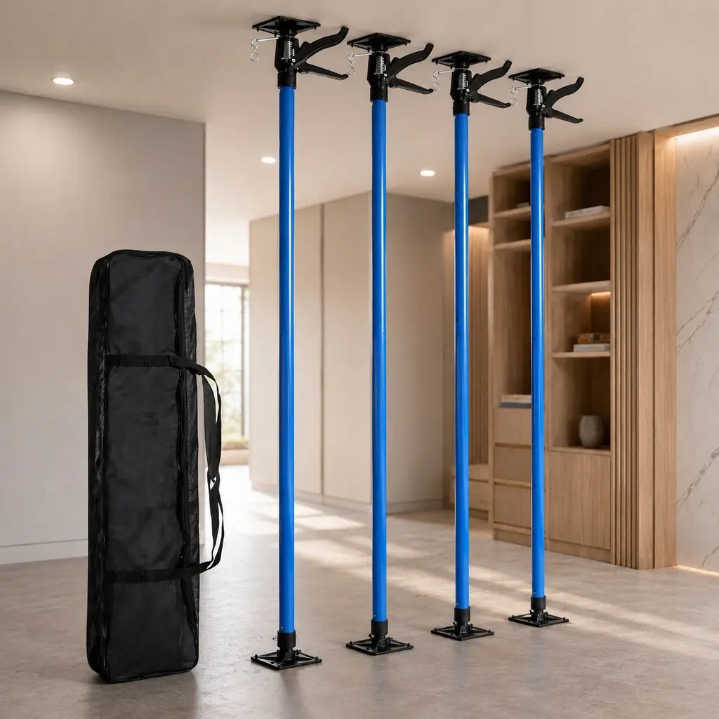 4-Pack Adjustable Steel Rod Arch Support Pole - 3rd Hand Support System, 45-114 in Extension, for Drywall & Cabinet Installation, with Carry Bag
