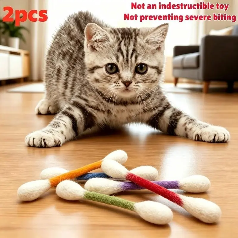 2 Large Cat Sticks, Interactive Cat Toy, Durable Chew-Resistant, Ideal for Small Cats and Kittens, Fun & Engaging Playtime, Perfect for Cat Lovers