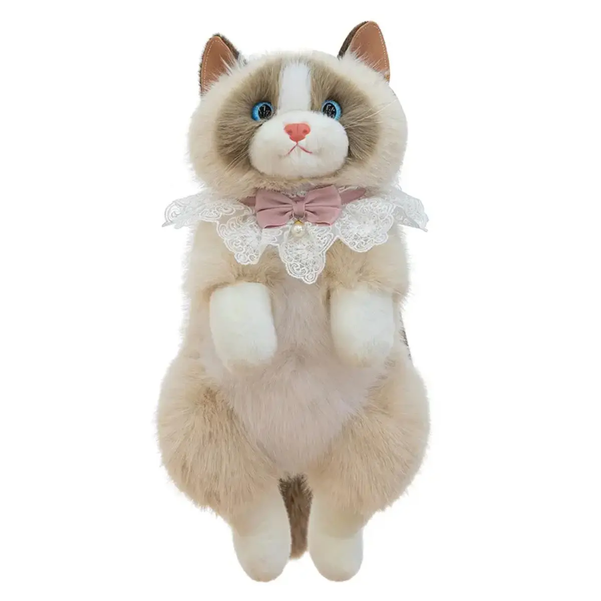 Cute Ragdoll Cat Plush Backpack for Women, Soft Furry Stuffed School Bag With Adjustable Straps for Travel, Daily Use, Birthdays and Gift Giving