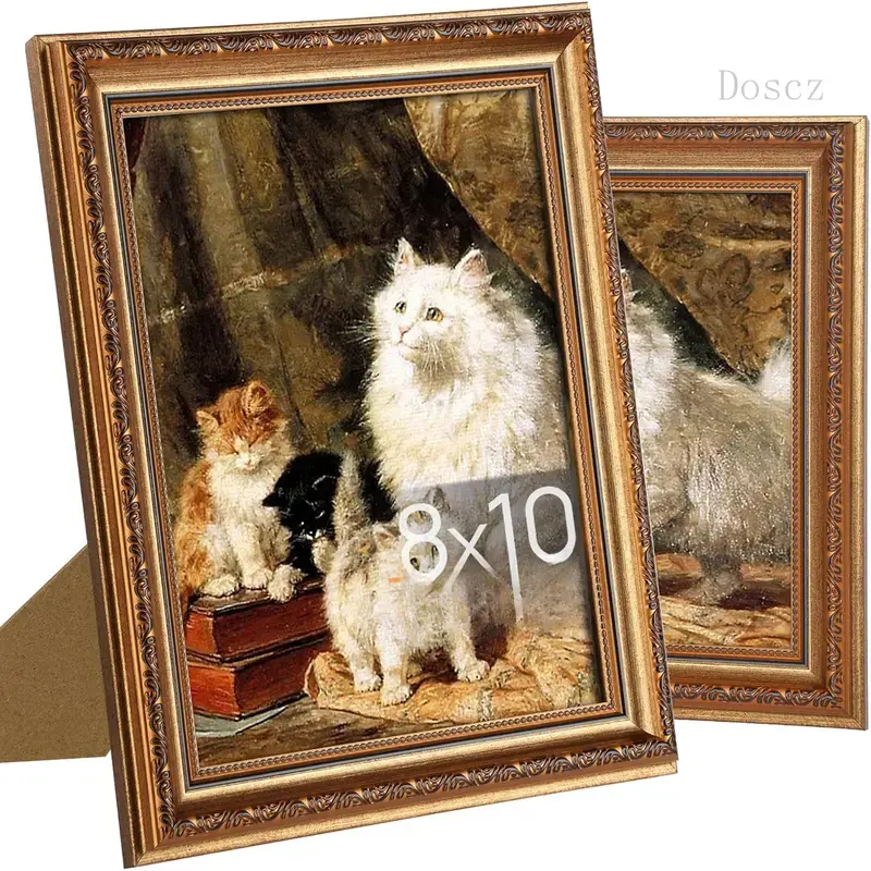 2-Pack 8x10 Antique Bronze-Black Retro Photo Frames with Real Glass, Kickstand, Wall Decor or Tabletop Display Gift