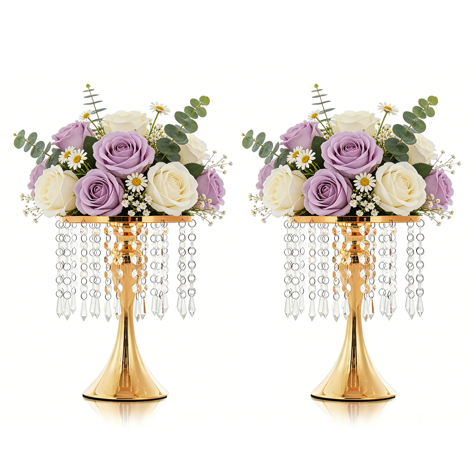Crystal Flower Stand Wedding Centerpieces for Tables, Height Gold Centerpiece Stands Metal Flower Vase for Party, Reception,  Anniversary Ceremony, Birthday Event, Home Decor
