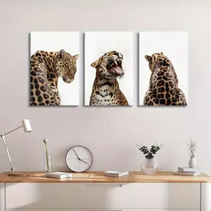 [Modern Canvas Art] 3pcs Modern Leopard Unframed Canvas Poster | Wall Art, Wall Decor, Ideal Gift for Bedroom Living Room Cor, Art Wall Decoration, Leopard Print Decoration