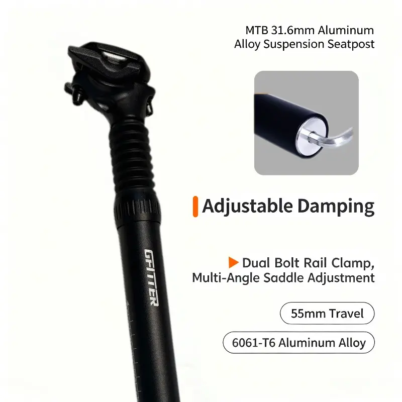 MTB 31.6mm Aluminum Alloy Suspension Seatpost With Adjustable Damping
