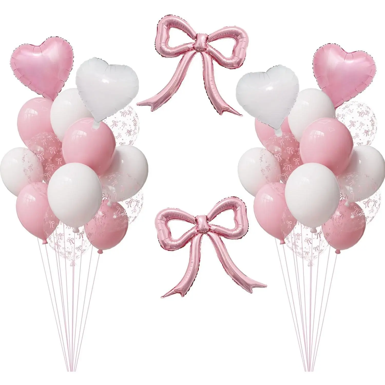 Bow Balloon Party Decor, & White Bow Print Balloons for Girls Just Wanna Be ,Bridal Shower  Birthday Decorations for Girls, Women,  Shower