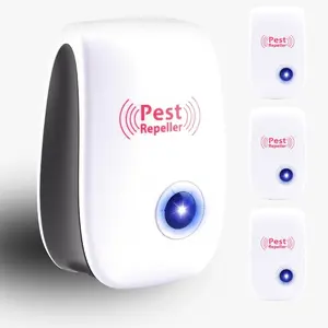 4pcs Ultrasonic Mosquito Repeller Plug-in, Indoor Electronic Ultrasonic Pest Deterrent, Physical Insect Defender for Mosquitoes, Mice, Ants, Spiders, Cockroaches, Flies & Bed Bugs, Chemical-Free for Home, Garage & Warehouse, White