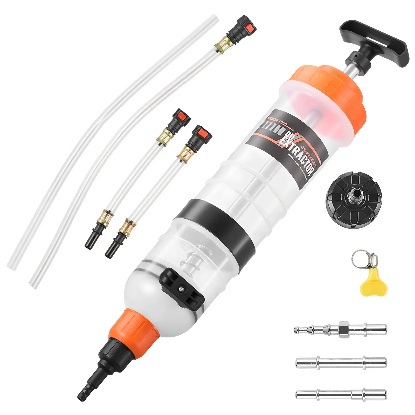 【DealsForYouDays】VEVOR 1500CC Fluid Extractor, Manual Automotive Fluid Pump Extractor, Oil Syringe with Long Hose and Extension Tubes Easy Oil Change, Suction Pump for Lawn Mowers Cars Ships Golf Carts Motorcycles