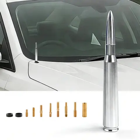 50 BMG Bullet Antenna 6061 Aluminum Short Design 50 Cal Compatible with Dodge Jeep Ford Toyota GMC Chevrolet, Easy Installation truck