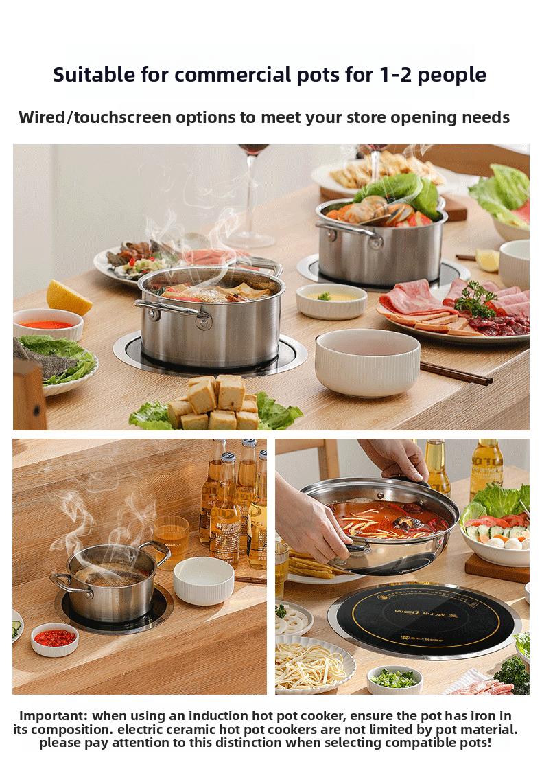 Embedded Mini Induction Cooker Single Hot Pot Touch & Wire-control Energy Saving Personal Shabu Shabu Stove