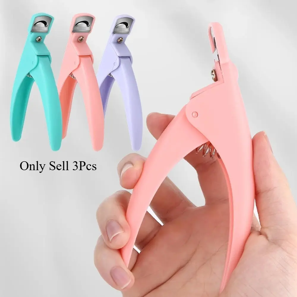 3pcs Professional Nail Art Clipper Tips, Colorful Guillotine Cut False Nail Knife, Edge Cutters for Nail Tools, Special Type U Design