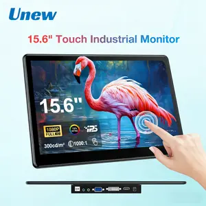 Unew 15.6 Inch 1920x1080 Touchscreen Monitor, HDMI Vga Dvi IPS Industrial Screen, Vesa Mount, Energy Efficient, 12w Power Consumption