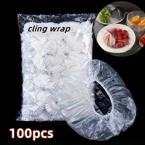 Stretch Cling Film Wrap 100pcs, Food Grade Disposable Plastic Wrap Film Dispenser Refill, Kitchen Fresh Keeping Storage Wrap