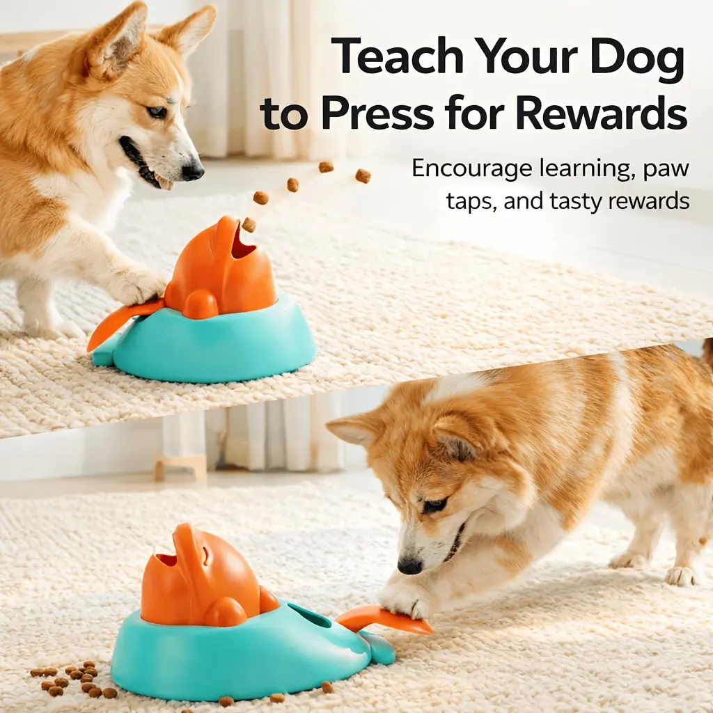 Dog interactive leaking food toy, press snack transmitter, indoor energy consumption training reward toy