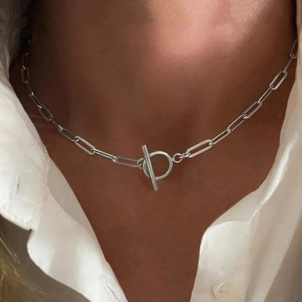 New Exquisite Commuter Neck Stainless Steel Necklace OT Cross Chain Necklace Luxury Neck Jewelry Personalized Gifts For Women