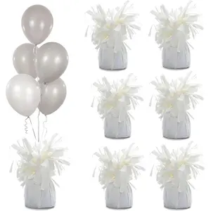 Aluminum Foil Balloon Weights for Parties 6pcs 0.31lb Each Premium Balloon Anchors for Birthday Wedding Dinner Indoor & Outdoor Decorations White