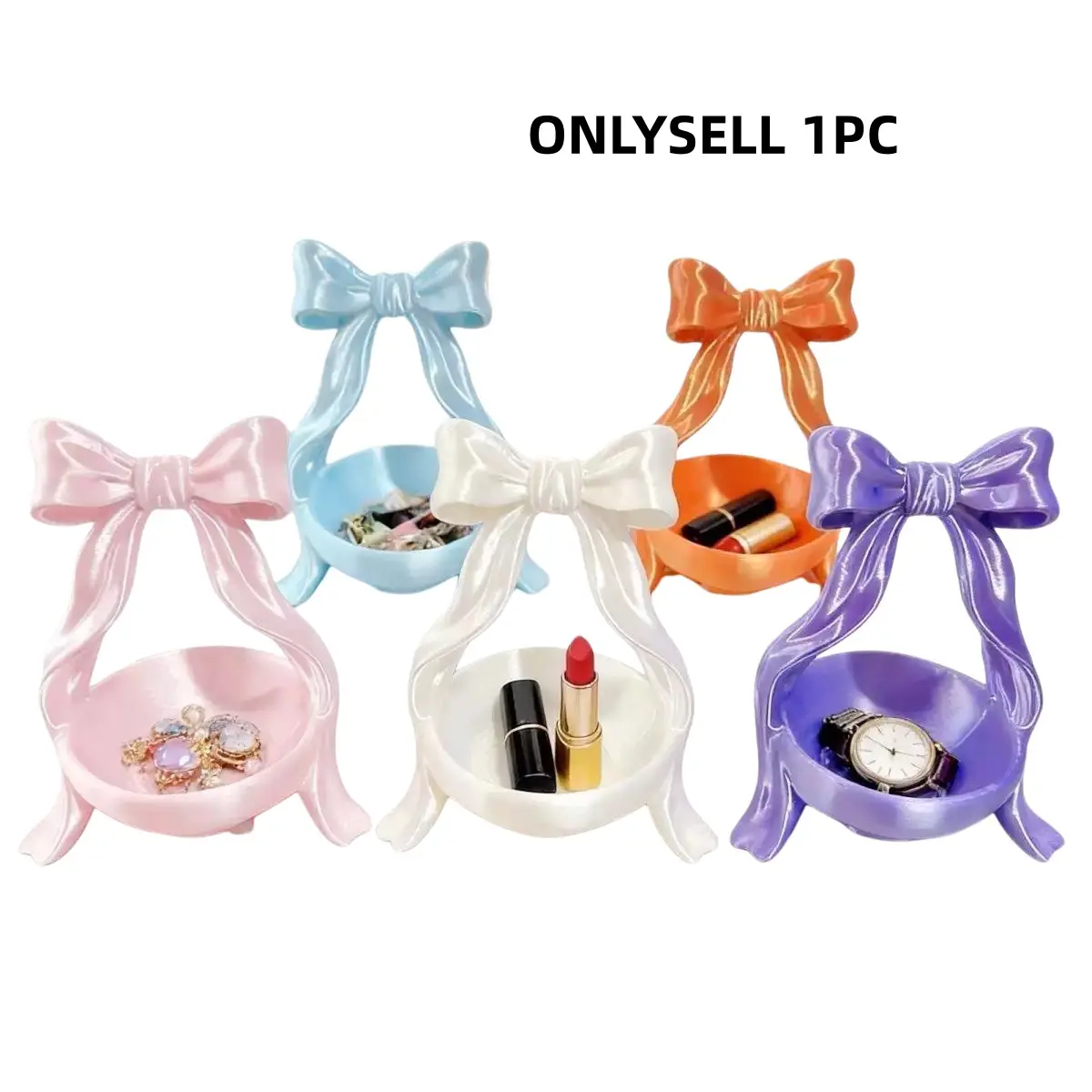 Bow Jewelry Storage Tray, Home Decor Organizer Box, Girl Style Accessory Holder, Elegant and Practical Design