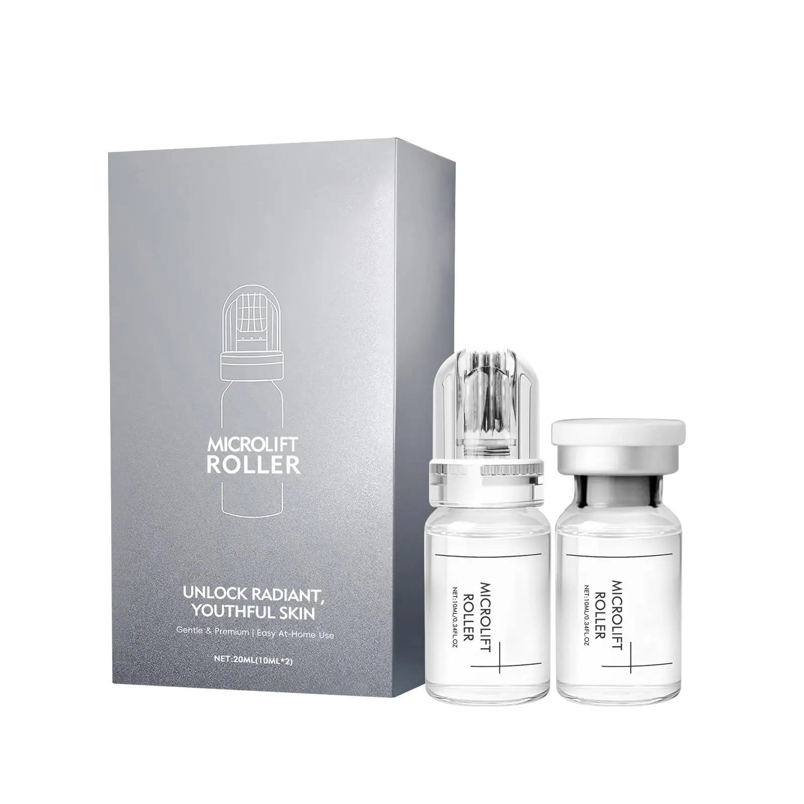 20ml Roller Serum Set (2 x 10ml Vials) - Easy Home Facial Massage, Nourishing Skincare Serum for Daily Use