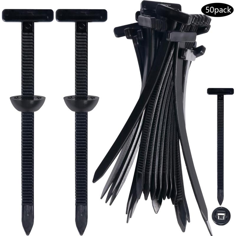 Nylon Zip Tie Wraps, Self-Locking Rivet Design, UV Resistant Cable Ties for Car Bumper & Mudguard Use, Pack of 50