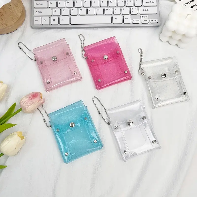 Women's Transparent Square Keychain Bag - Multi-Functional Storage for Dolls, Earphones, Lip Gloss, Coins - Mini Purse Accessory