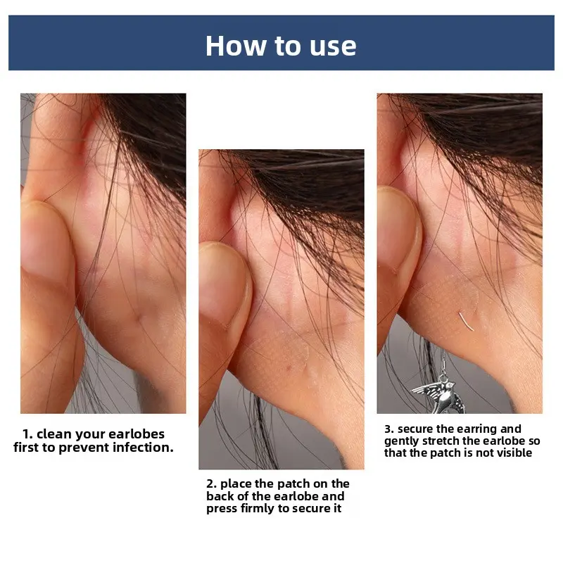 Invisible Thin Transparent Ear Lobe Protection Patches - Anti-Pull Piercing Support Stickers, Earring Fixing Tape for Heavy Earrings Daily Wear to Prevent Stretching & Tear