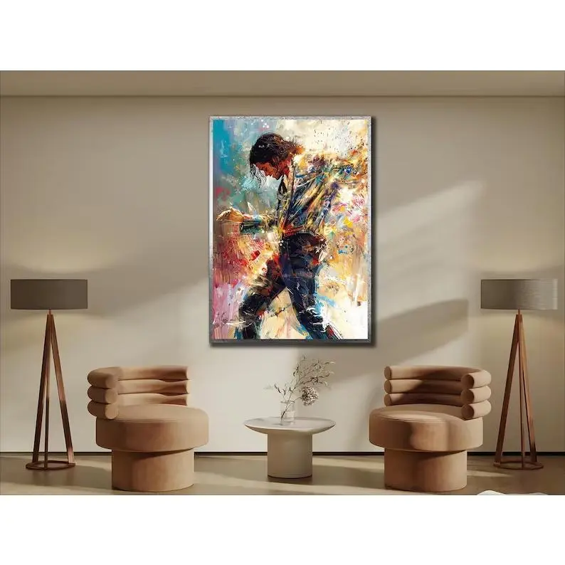 Michael Jackson Dance Pose Canvas Painting - Artistic 1-Piece Minimalist Pop Art Graffiti, Colorfast Music Legend Wall Art, Iconic Singer Home Decor
