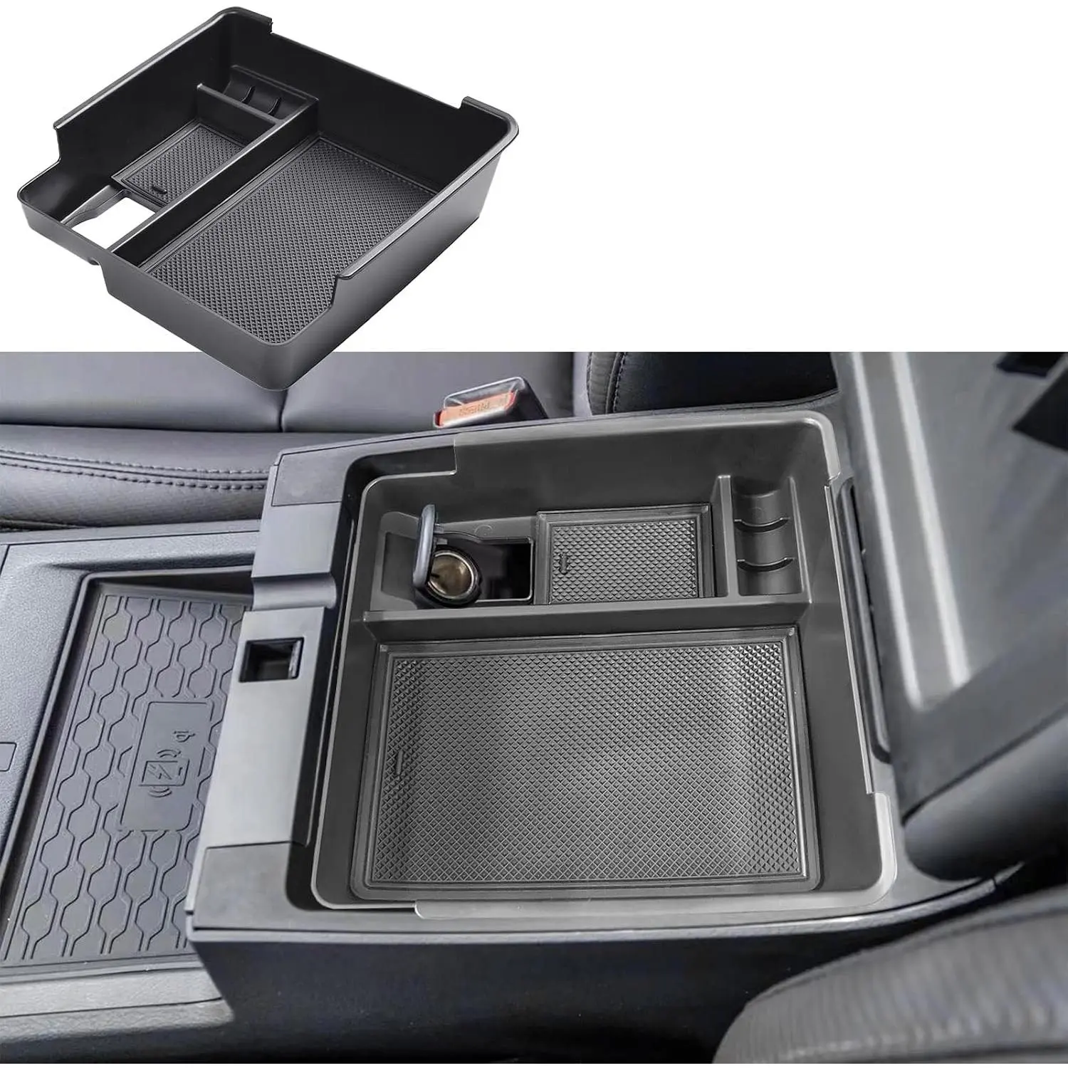 Center Console Organizer Tray Compatible with  Frontier 2022 2023 2024 2025 2026 Pickup  Accessories Interior Secondary Armrest Storage Box Insert Tray, USB  Hole