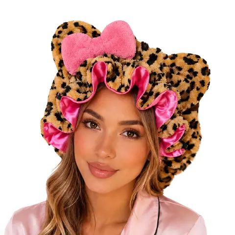 Women's Leopard Print Satin-Lined Hair Bonnet, Soft Sleep Cap for Curly Hair, Overnight Curls, Braids & Natural Hair, Night Care Wrap