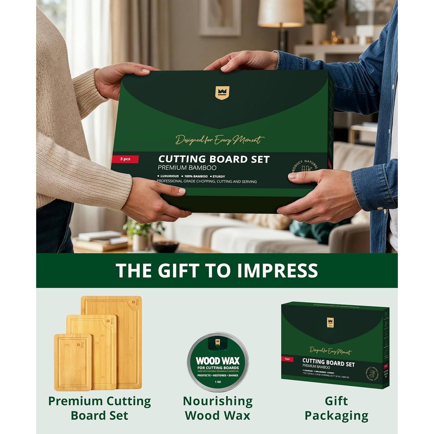 en  Boards for Kitchen Meal Prep & Serving -   Serving Board Set with Deep Juice  Side Handles - Charcuterie & Chopping Butcher Block for Meat