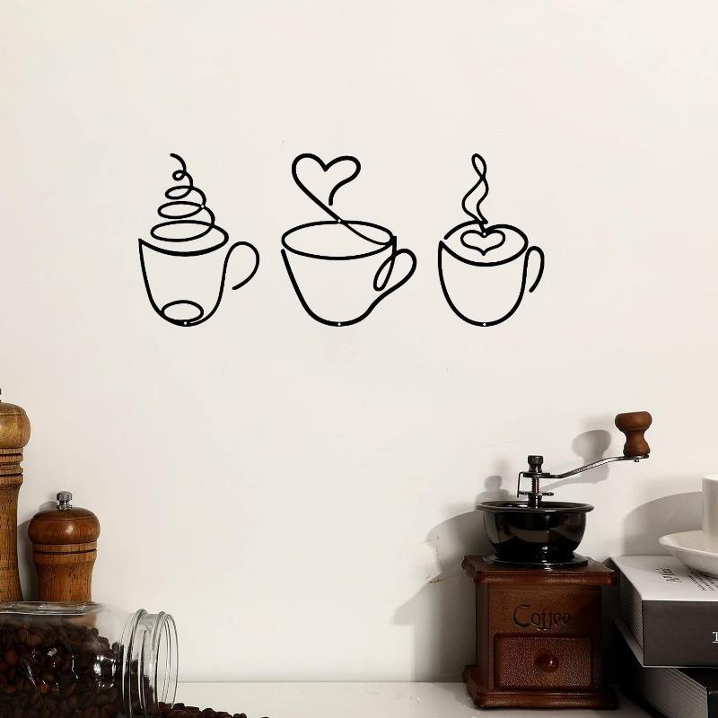 Coffee Cup Pattern Wall Art, Hand Drawn Artwork, Unique Artwork, Vintage Coffee Cup Wall Decor, Decoration, Charming Kitchen Decor for Stylish Home Interiors